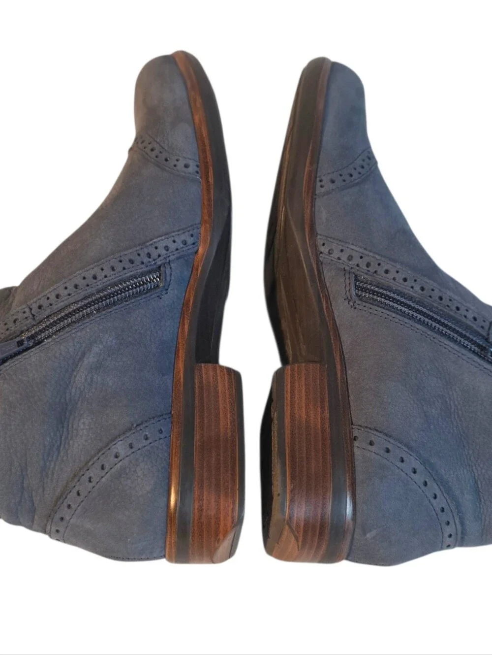 Naot Nubuck Blue Suede Style Fashion Side Zip Ankle Boots EU 38 US 7.5-8